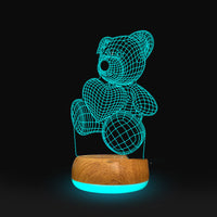 3D Lamp Wood Grain Bottom Glow Colorful Touch Remote Control - One Red Hill