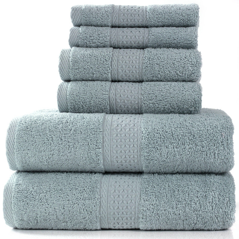 Home Simple Cotton Absorbent Towel Bath Towel 6-Piece Set - One Red Hill