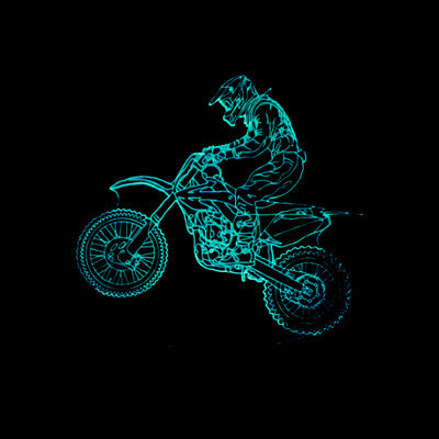 New style motorcycle 3D lamp seven color visual stereoscopic lamp LED gradual change touch remote control visual lamp 3D desk lamp - One Red Hill