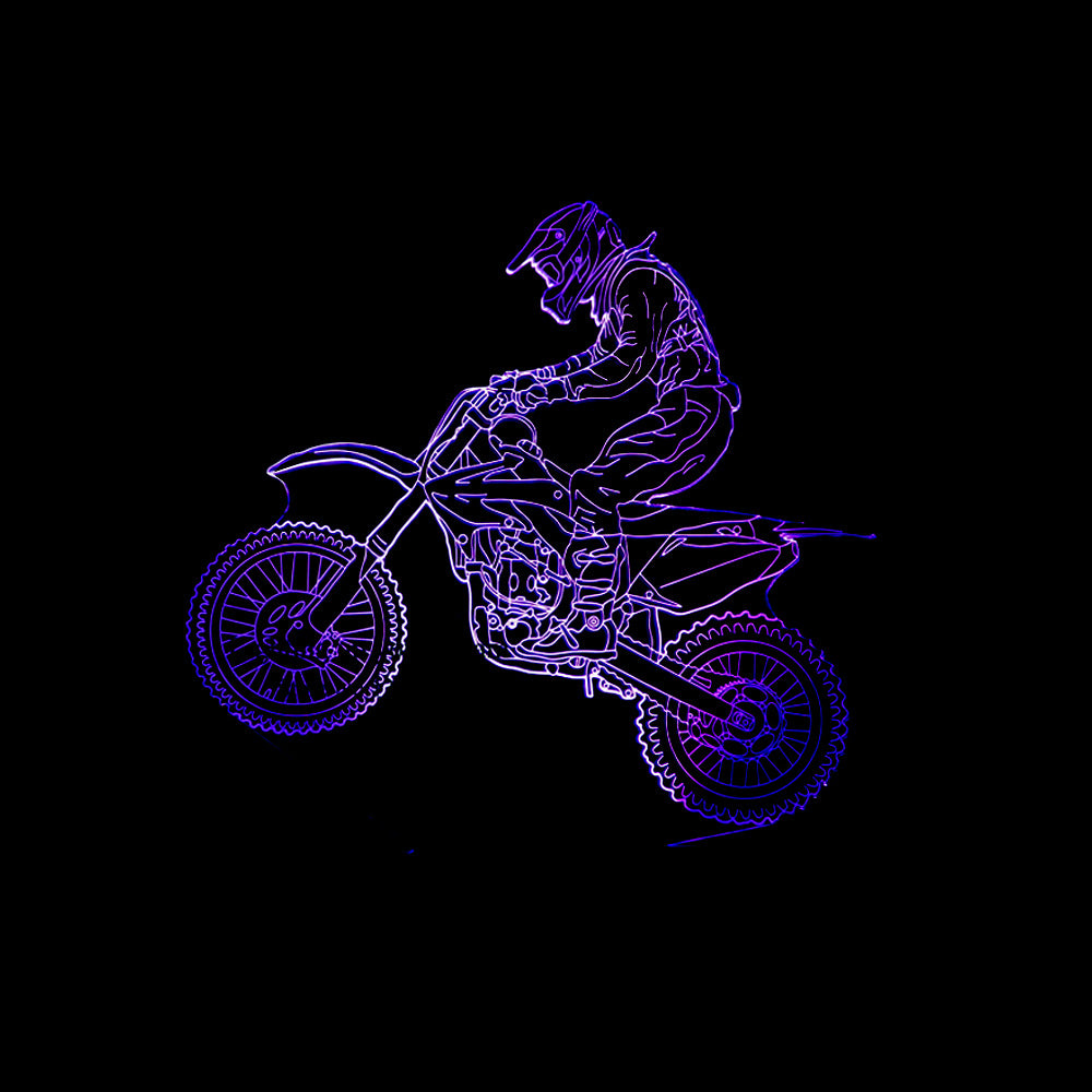 New style motorcycle 3D lamp seven color visual stereoscopic lamp LED gradual change touch remote control visual lamp 3D desk lamp - One Red Hill