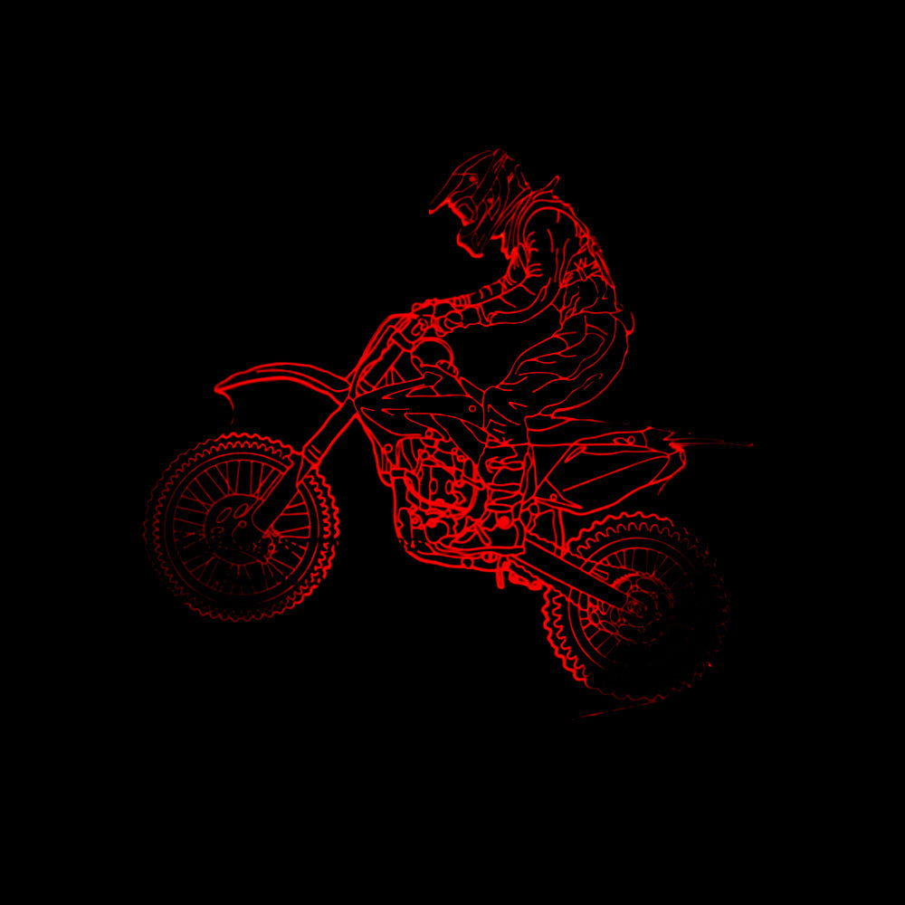 New style motorcycle 3D lamp seven color visual stereoscopic lamp LED gradual change touch remote control visual lamp 3D desk lamp - One Red Hill