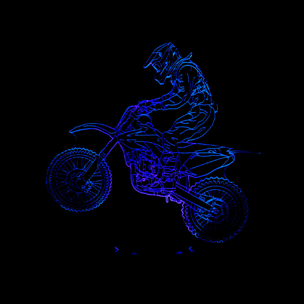 New style motorcycle 3D lamp seven color visual stereoscopic lamp LED gradual change touch remote control visual lamp 3D desk lamp - One Red Hill