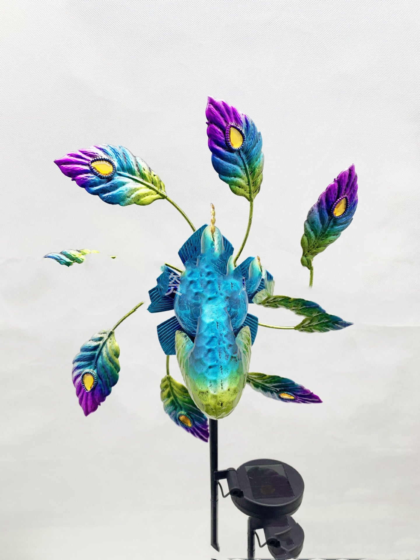 Cross-border Peacock Solar Windmill Garden Decoration Plug-in Iron Windmill