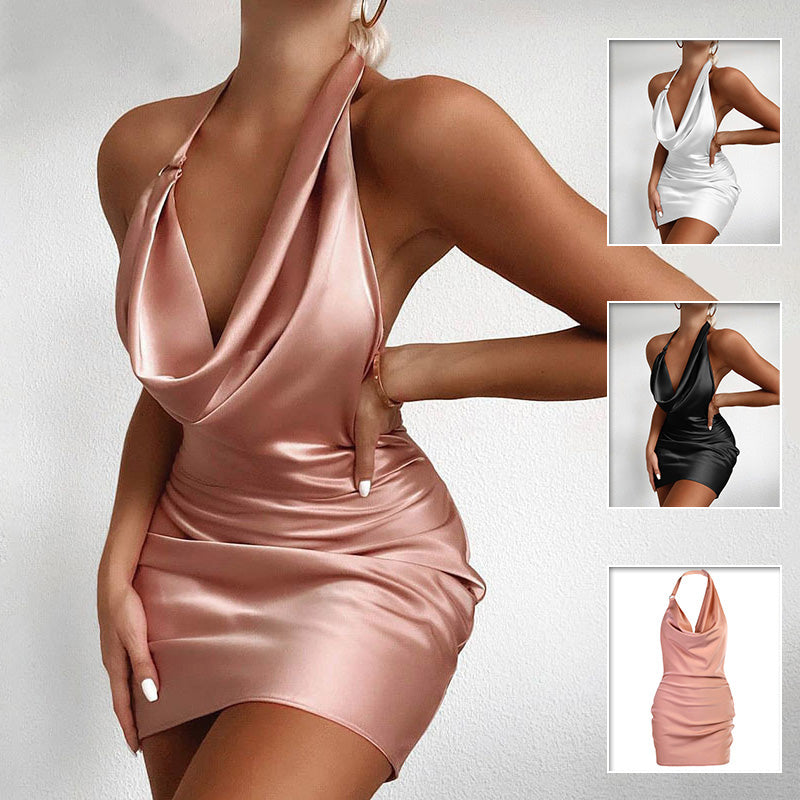 Neck Backless Mini Sleeveless Summer Party Dress