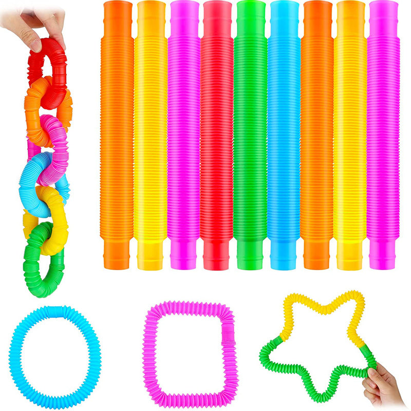 Fidget Toys Plastic PopTube Coil Children'S Creative Magical ToysCircle Funny Toys Early Development Educational Folding Toy