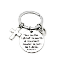 Christian Bible Scripture Pendant Cross Heart Charms Keychain