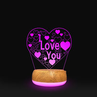 3D Lamp Wood Grain Bottom Glow Colorful Touch Remote Control - One Red Hill