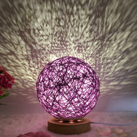 Hot Selling Creative Linen Table Lamp Novel and Unique LED Intelligent USB7 Color RGB16 Color Remote Control Rattan Ball Lamp - One Red Hill