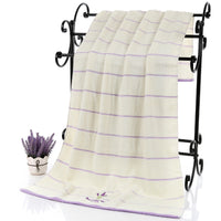 Lavender Soft Absorbent Embroidered Striped Bath Towel