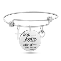 Jesus Christian Bible Scripture Stainless Steel Bangle Bracelet - One Red Hill