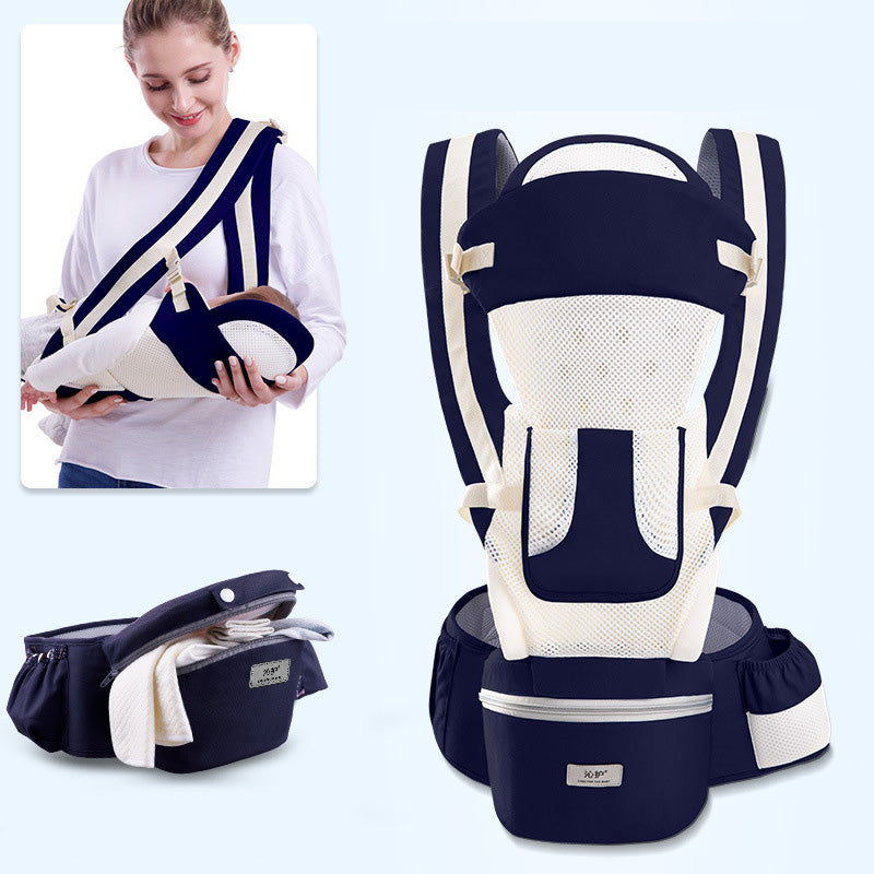 Ergonomic Baby Carrier Infant Baby Hipseat Carrier 3 In 1 Front Facing Ergonomic Kangaroo Baby Wrap Sling - One Red Hill