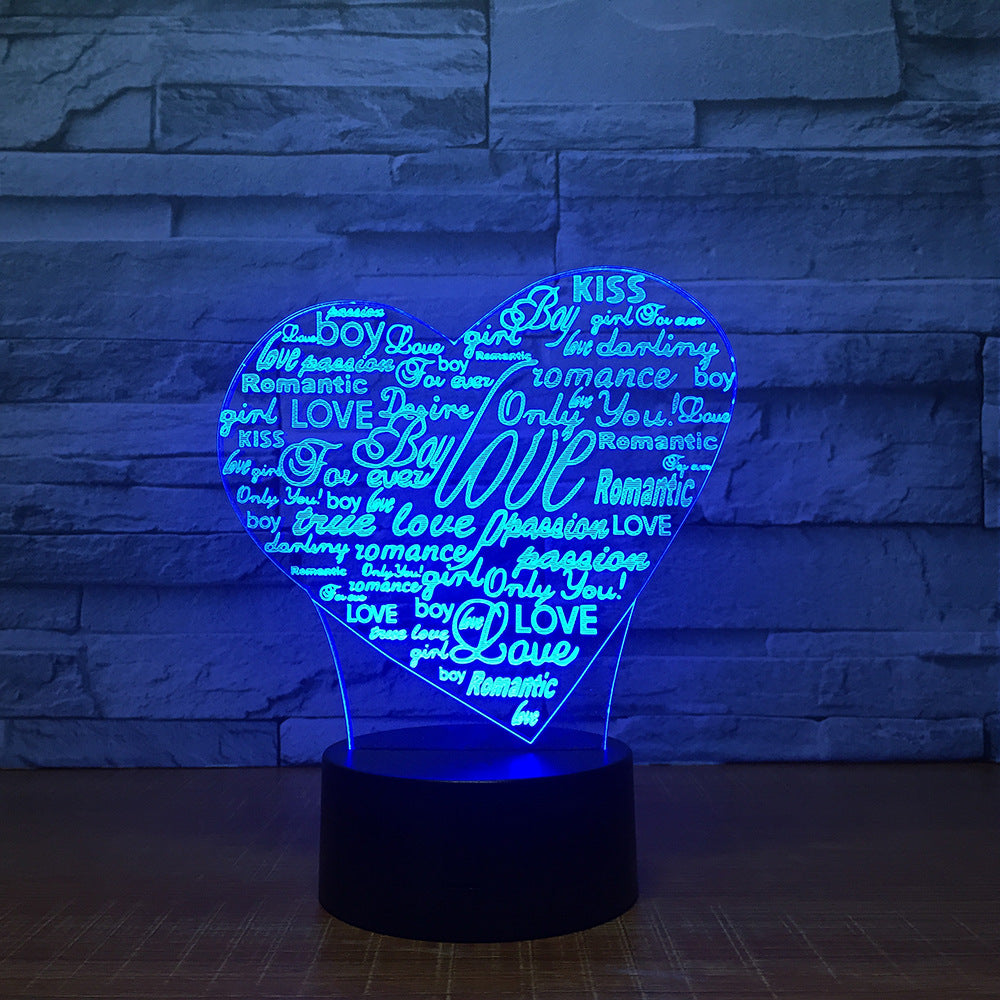 Creative 3D Graffiti Love Smart Remote Control Night Light - One Red Hill