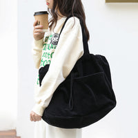 Ins Corduroy Shoulder Bags Drawstring Multi-pocket Handbag Women Underarm Bags - One Red Hill