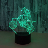 New style motorcycle 3D lamp seven color visual stereoscopic lamp LED gradual change touch remote control visual lamp 3D desk lamp - One Red Hill