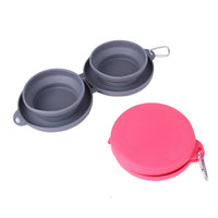 Rubber Foldable Double Bowl Pet Feeding Bowl Pets Supplies Dog Cat Bowls - One Red Hill