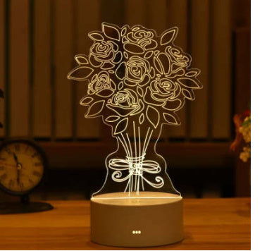 3D Lamp Acrylic USB LED Night Lights Neon Sign Lamp Xmas Home Decorations For Room Decor Valentines Day Gifts - One Red Hill