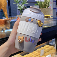 Simple And High-value Stainless Steel Vacuum Flask With Straw