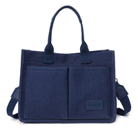Casual Daily Canvas Tote Shoulder Bags Women Mommy Bag Large Capacity Messenger Multi Pocket Crossbody Chic Reusable Hand Bag - One Red Hill