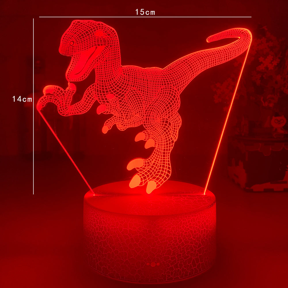 Dinosaur Colorful LED Touch Remote Control 3D Night Light - One Red Hill