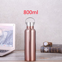 Large-capacity Sports Bottle With All-steel Lid 304 Rose Gold Stainless Steel Vacuum Flask