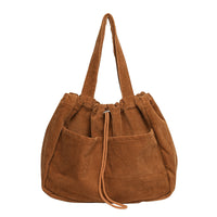 Ins Corduroy Shoulder Bags Drawstring Multi-pocket Handbag Women Underarm Bags - One Red Hill