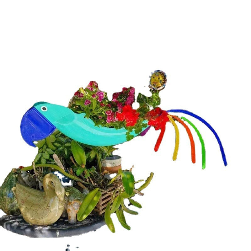 Colorful Bird Parrot Flower Pot Courtyard Garden Decoration - One Red Hill