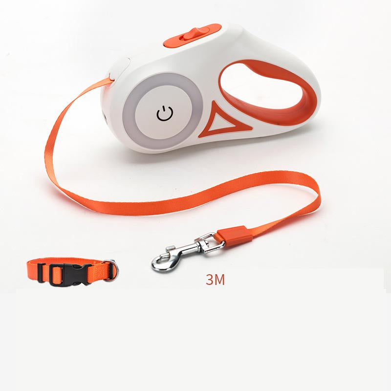 Dog Leash Retractable Leash And Dog Collar Spotlight Automatic Pet Dog Cat Traction Rope For Small Medium Dogs Pet Product - One Red Hill