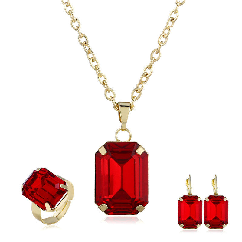 Bridal jewelry European and American jewelry set - One Red Hill