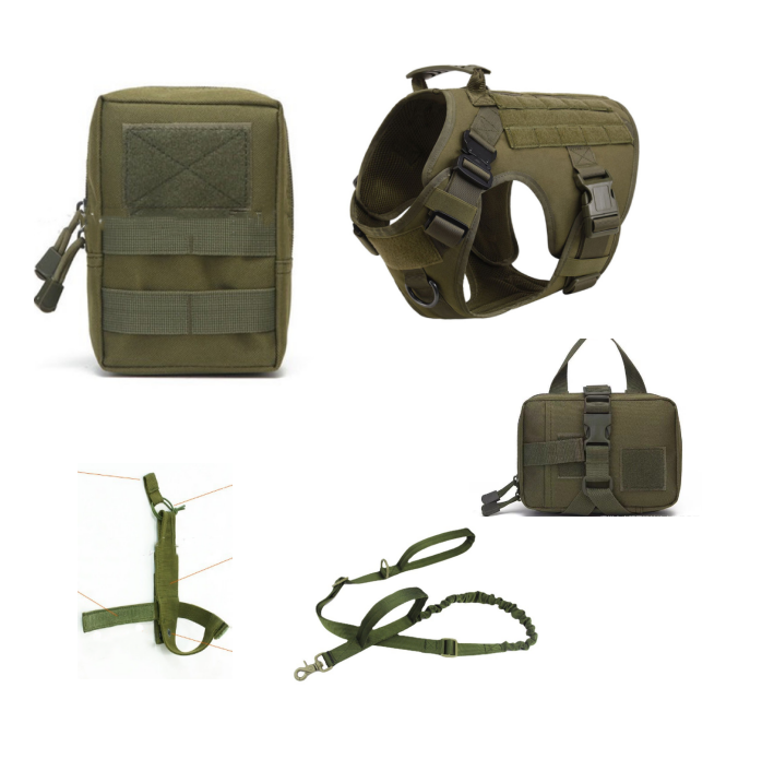 Tactical Dog Harness Pet German Shepherd K9 Training Vest Dog Harness And Leash Set For All Breeds Dogs - One Red Hill