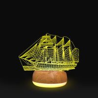 3D Lamp Wood Grain Bottom Glow Colorful Touch Remote Control - One Red Hill