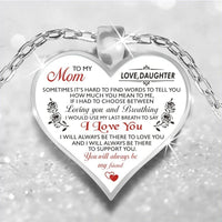 Love Heart To My Mom Flower Epoxy Necklace