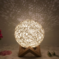 Hot Selling Creative Linen Table Lamp Novel and Unique LED Intelligent USB7 Color RGB16 Color Remote Control Rattan Ball Lamp - One Red Hill
