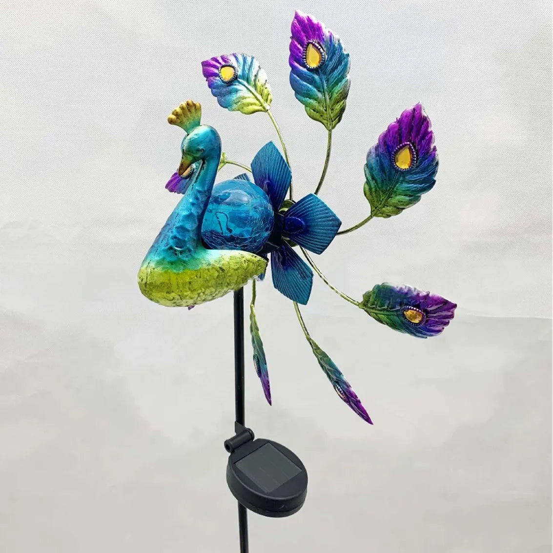 Cross-border Peacock Solar Windmill Garden Decoration Plug-in Iron Windmill - One Red Hill