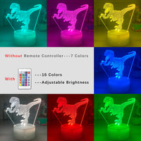 Dinosaur Colorful LED Touch Remote Control 3D Night Light - One Red Hill