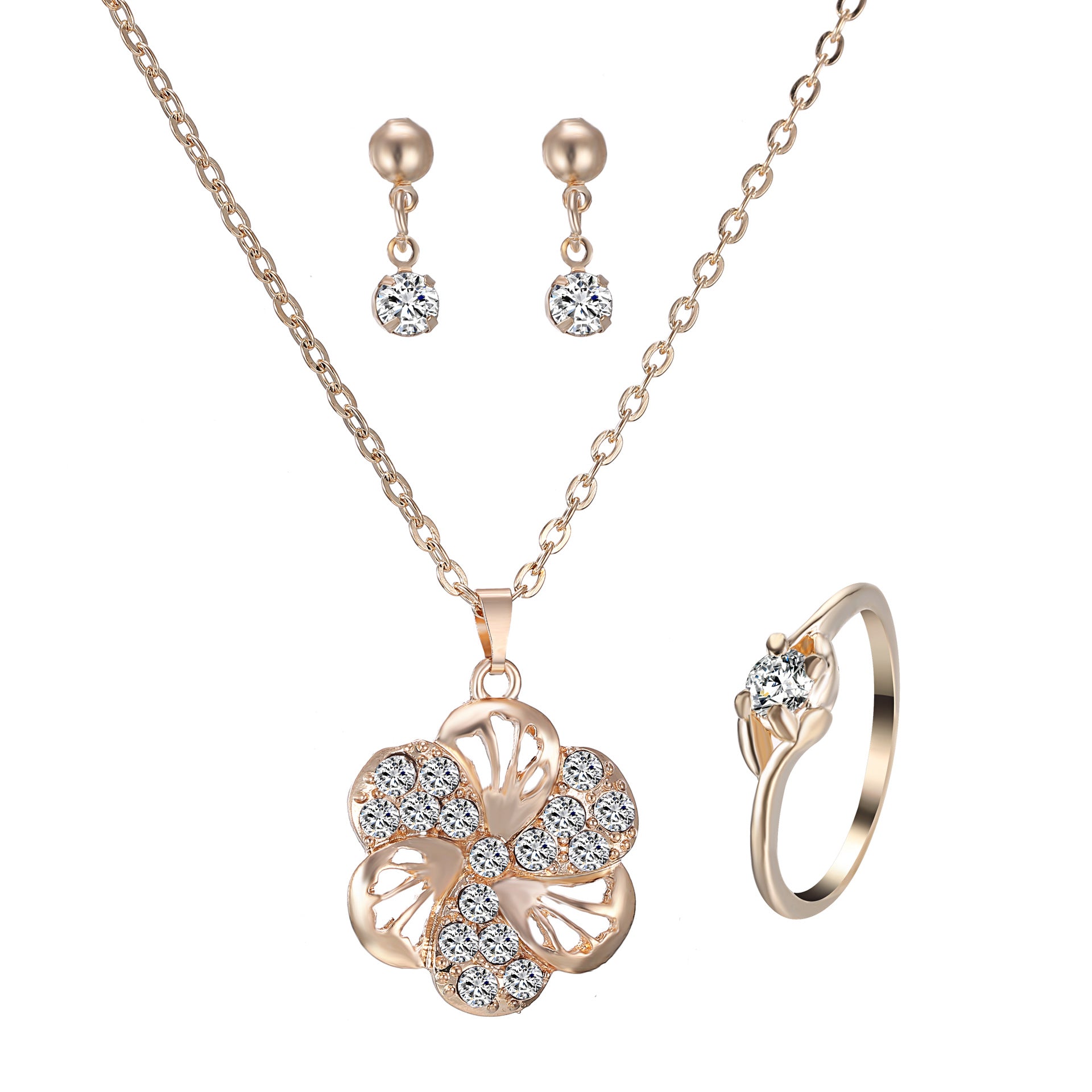 Heart Pendant Jewelry Set Rhinestone Jewellery - One Red Hill