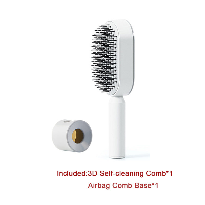 Self Cleaning Hair Brush For Women One-key Cleaning Hair Loss Airbag Massage Scalp Comb Anti-Static Hairbrush - One Red Hill