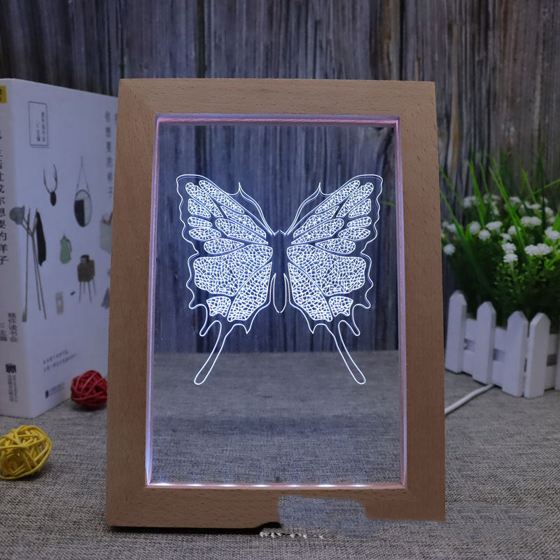 Solid Wood Colorful Remote Control Photo Frame Lights Multiple Images Creative Gifts - One Red Hill