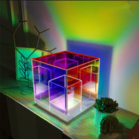 Acrylic Lamp Cube LED Color Table Lamp Cube Box - One Red Hill