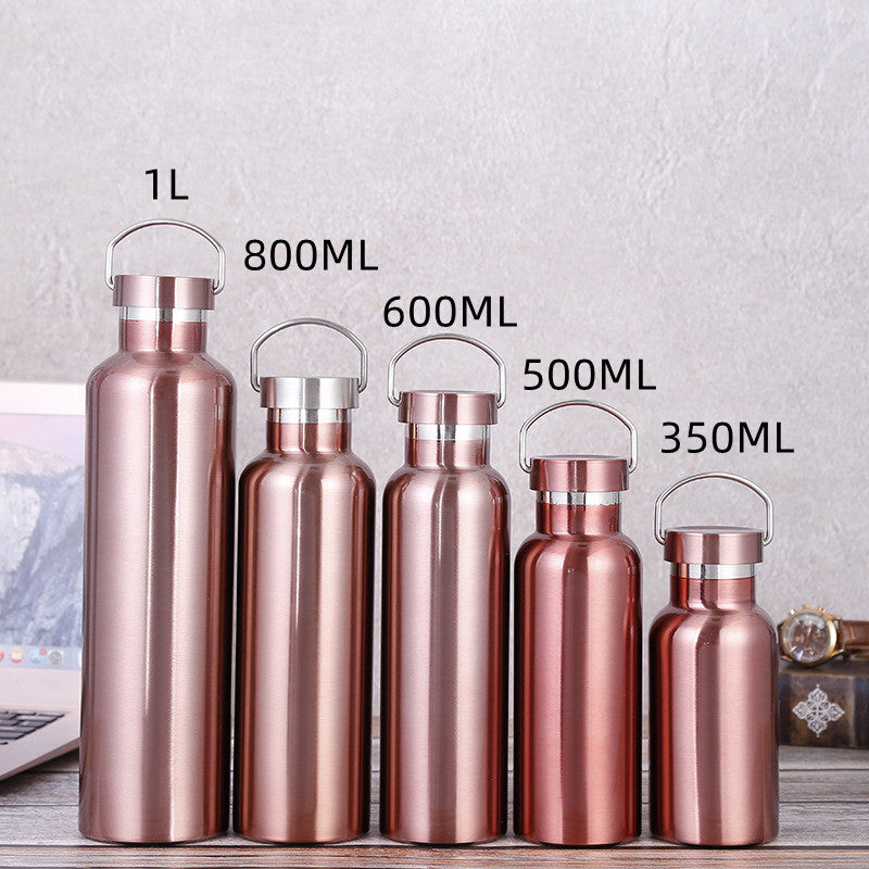 Large-capacity Sports Bottle With All-steel Lid 304 Rose Gold Stainless Steel Vacuum Flask