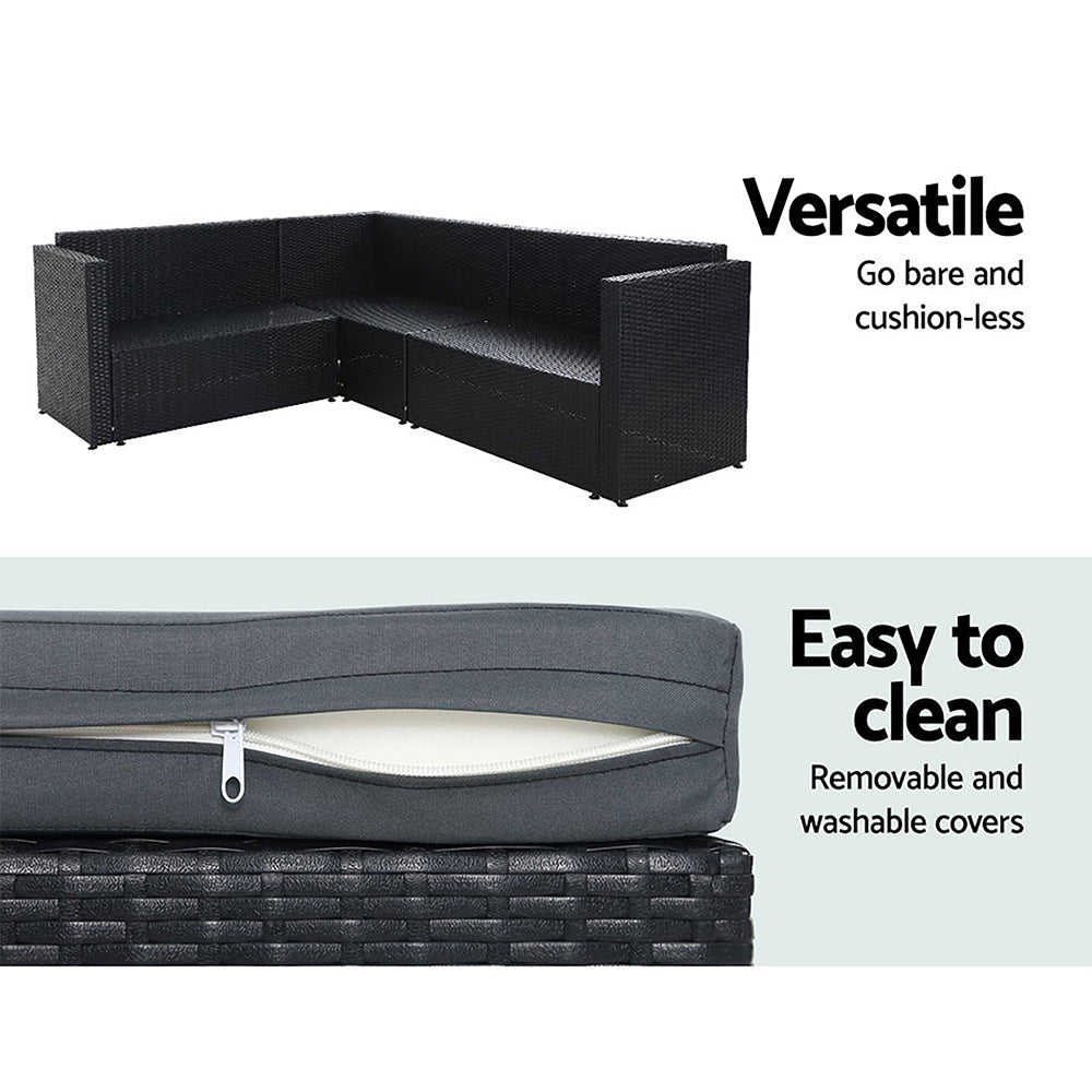 Gardeon Outdoor Dining Set Aluminum Table Chairs Wicker Setting Black - One Red Hill