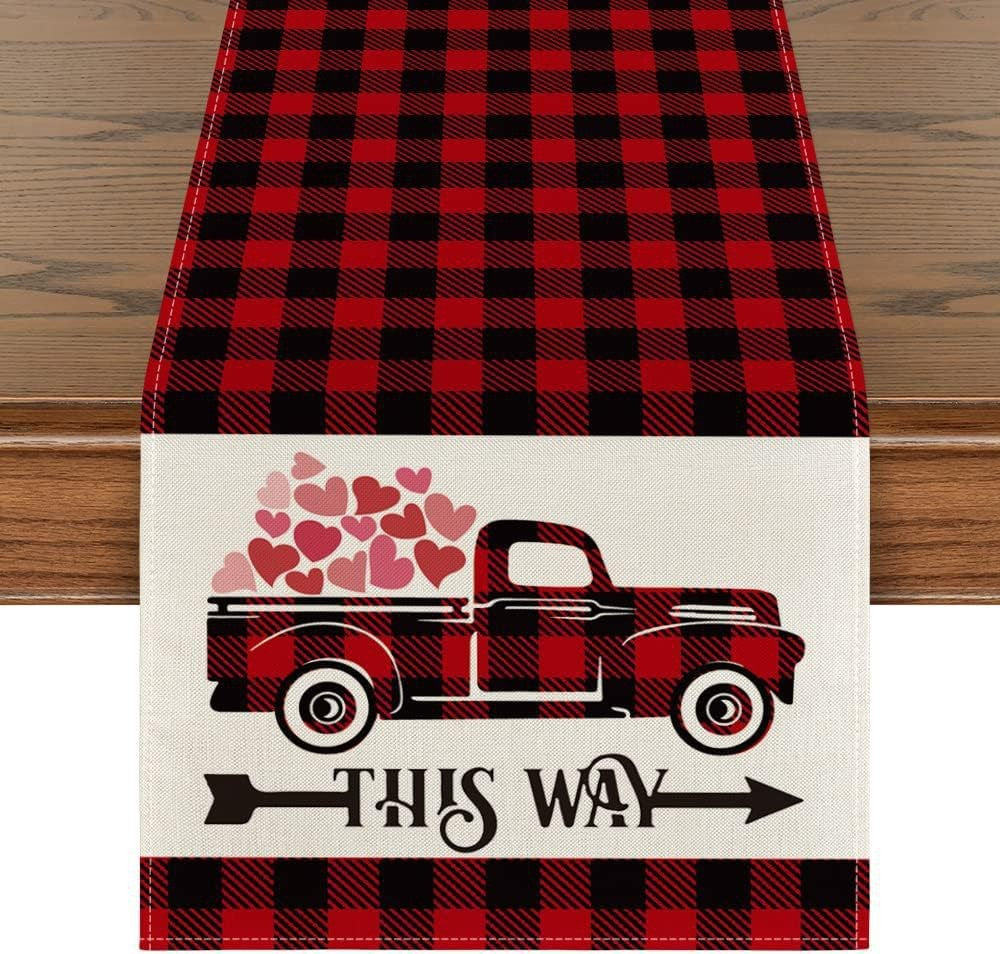 Valentine's Day Table Runner Linen Printed Tablecloth