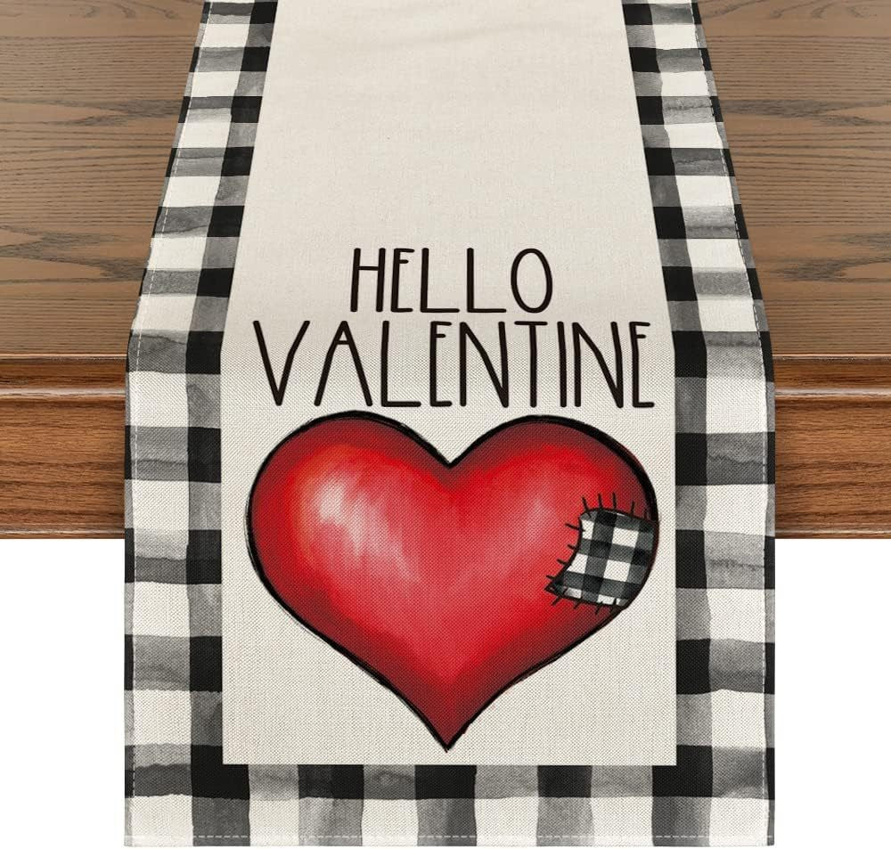 Valentine's Day Table Runner Linen Printed Tablecloth