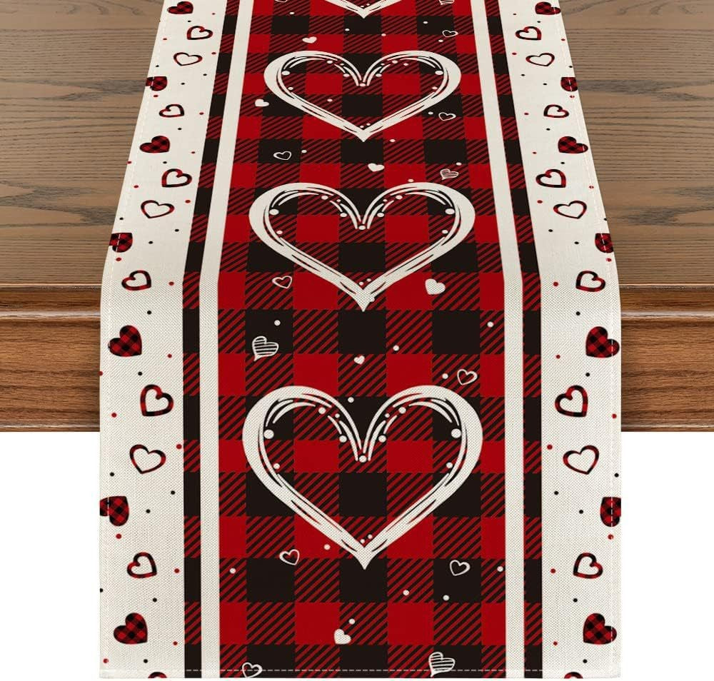 Valentine's Day Table Runner Linen Printed Tablecloth