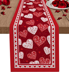 Valentine's Day Table Runner Linen Printed Tablecloth