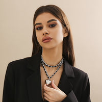 Big Love Double-layer Chains Design Necklace Women Street Punk Style Necklace Fashion Jewelry - One Red Hill