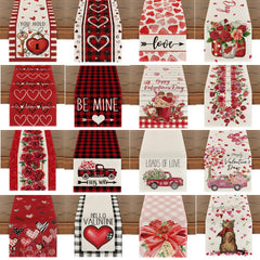 Valentine's Day Table Runner Linen Printed Tablecloth