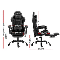 Artiss Gaming Office Chair Executive Computer Leather Chairs Footrest Grey - One Red Hill
