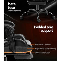 Artiss Gaming Office Chair Executive Computer Leather Chairs Footrest Grey - One Red Hill