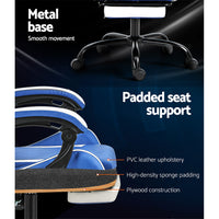 Artiss Gaming Office Chair Executive Computer Leather Chairs Footrest Blue White - One Red Hill