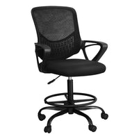 Artiss Office Chair Drafting Stool Computer Standing Desk Mesh Chairs Black - One Red Hill